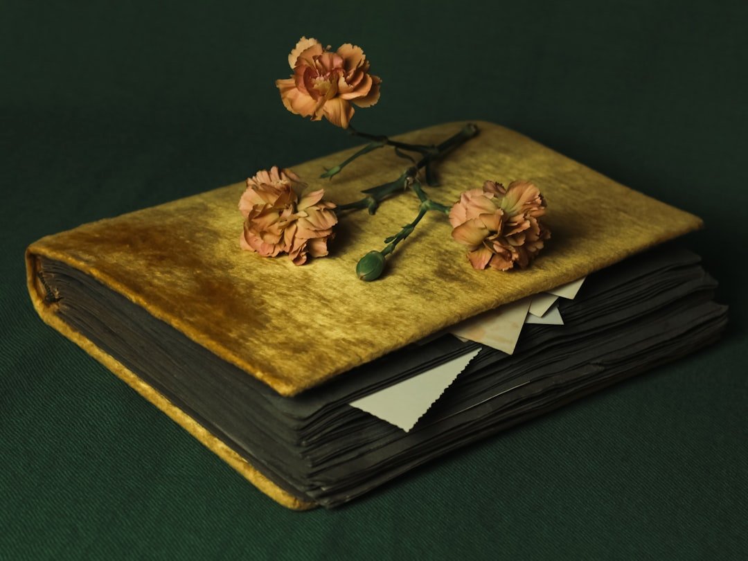 Flowers on open book, DIY memory box idea.