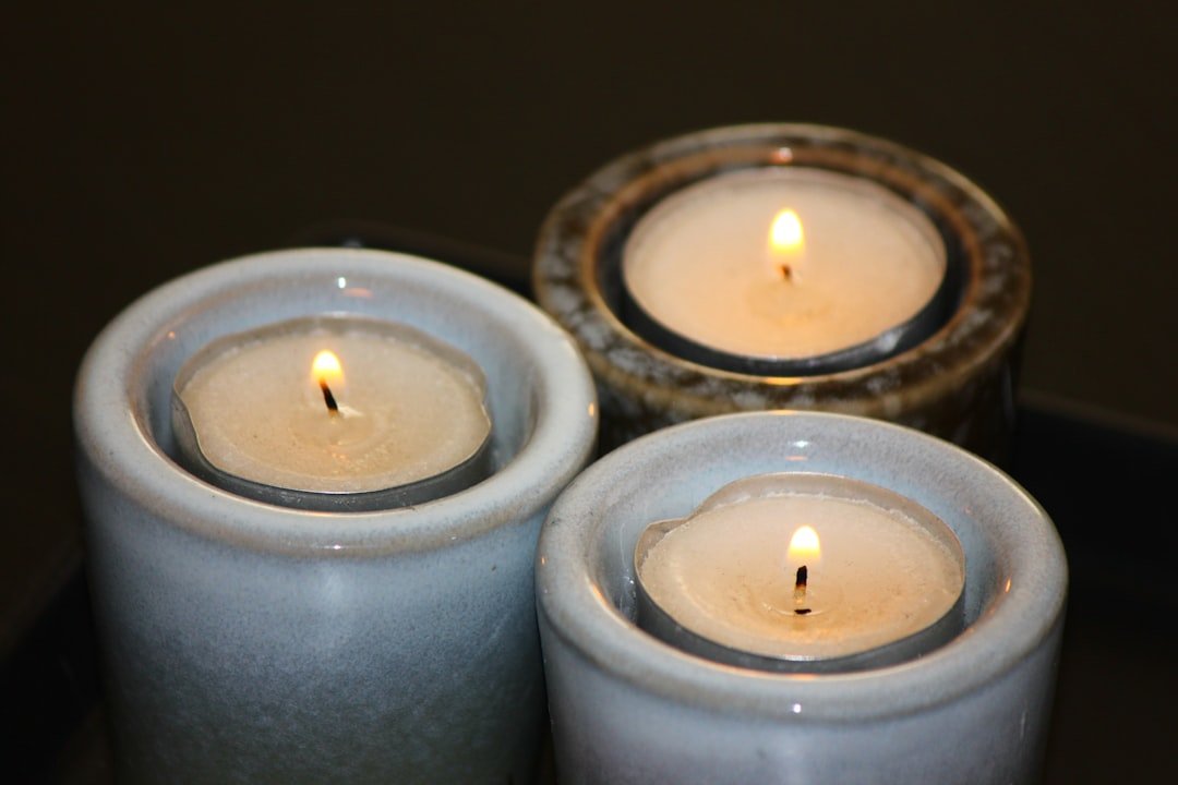 Tea candles for memorial voice message recording.
