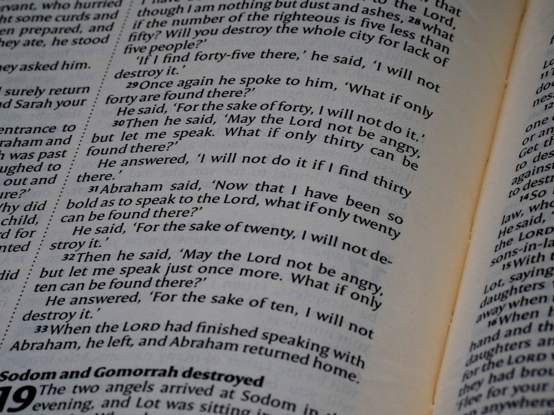 Open Bible with text, Christian goodbye letters, scripture.